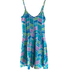 Retro Tank Mini Dress Fitted & Flare Colorful Size Small